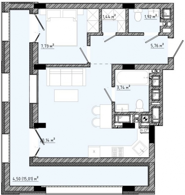 Фото 14 Продажа Квартир ВЛАСНИК Новобудова Стрийська 56,4м 620дол/м2 Тераса 15м2 