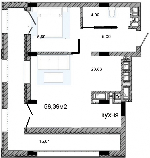 Фото 12 Продажа Квартир ВЛАСНИК Новобудова Стрийська 56,4м 620дол/м2 Тераса 15м2 