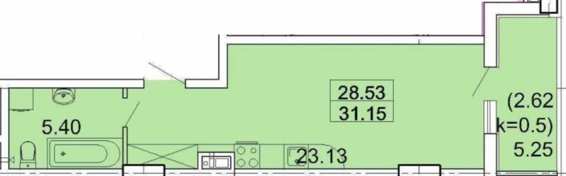 Фото 1 Продажа Квартир Однокомнатная студийного типа в новом жилом комплексе 