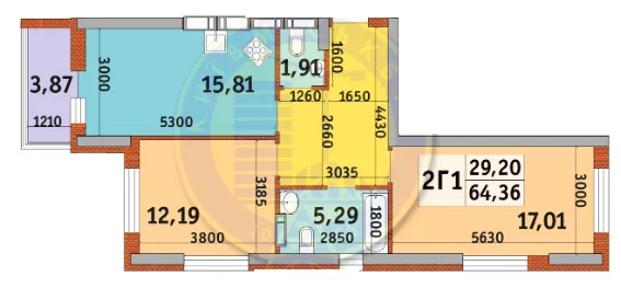 ЖК Медовый-2 — 64.4 м²