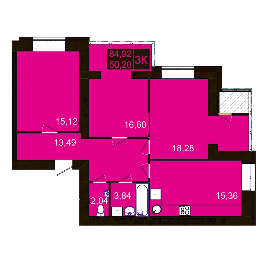 ЖК MILLENNIUM HILLS — 84.9 м²