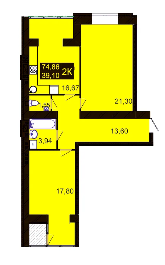 ЖК MILLENNIUM HILLS — 74.9 м²