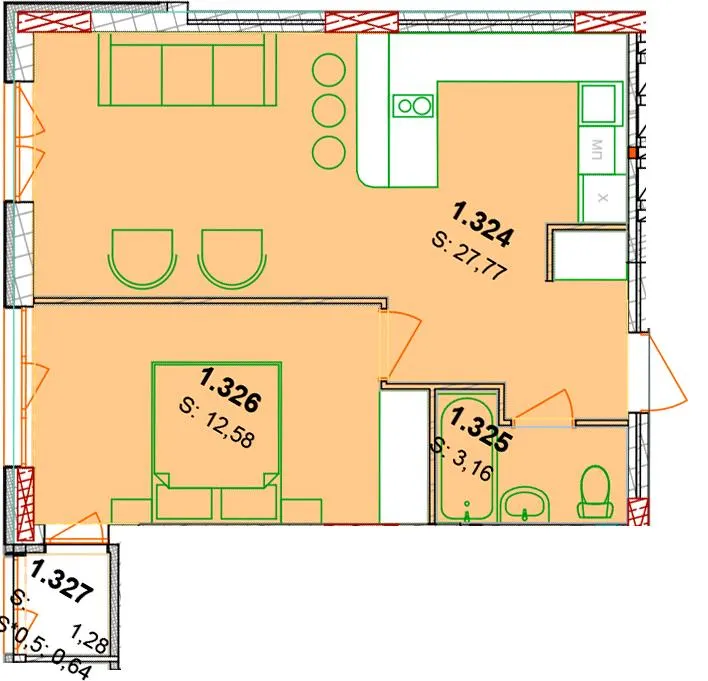 ЖК Сонячний квартал — 44.8 м²