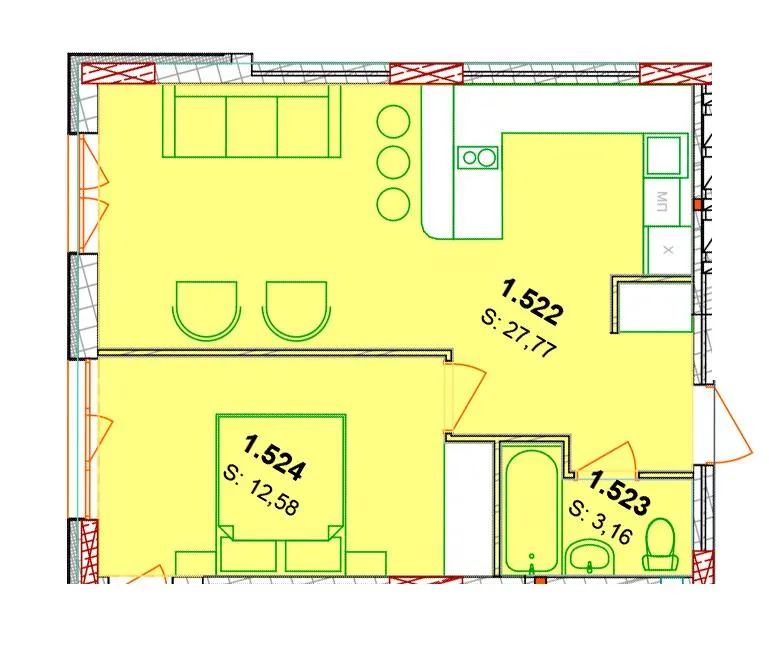 ЖК Сонячний квартал — 44.5 м²