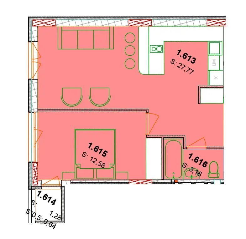 ЖК Сонячний квартал — 44.8 м²