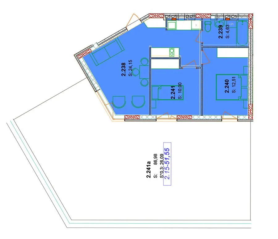 ЖК Сонячний квартал — 51.3 м²