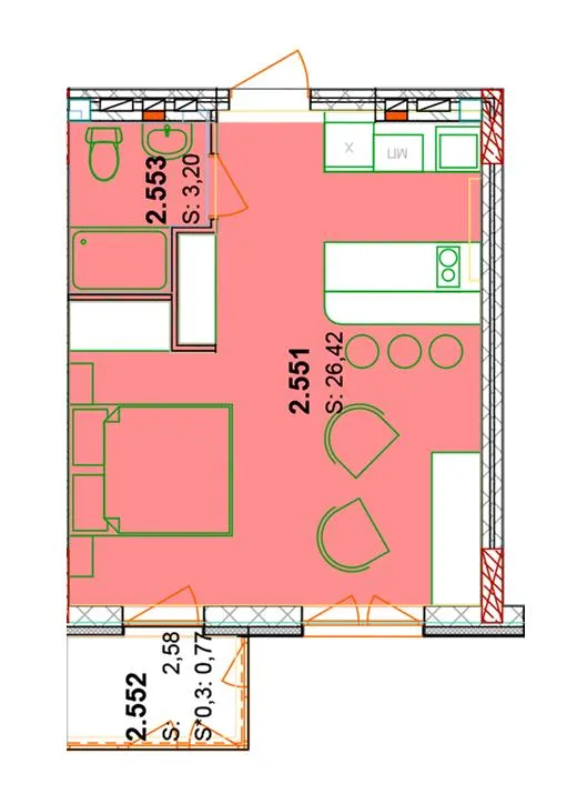ЖК Сонячний квартал — 32.2 м²