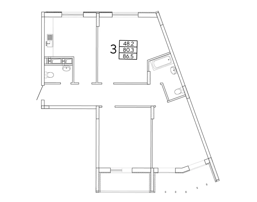 ЖК Райдужний — 86.5 м²