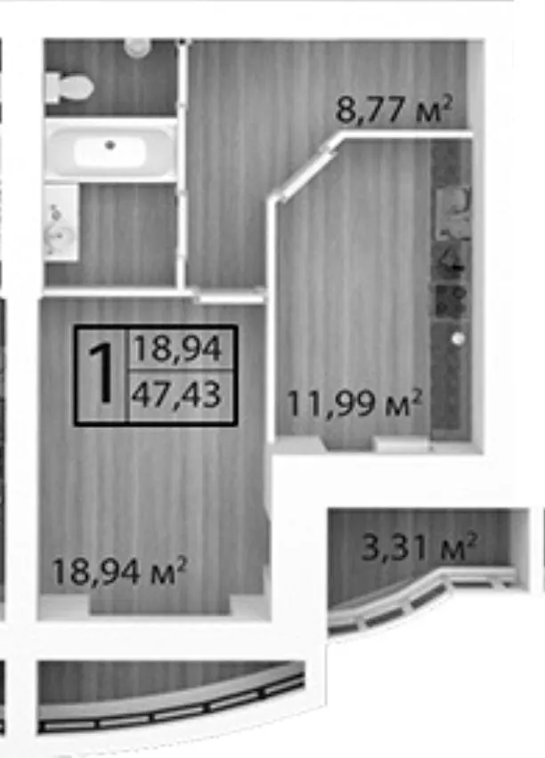 ЖК Золота Підкова — 47.4 м²