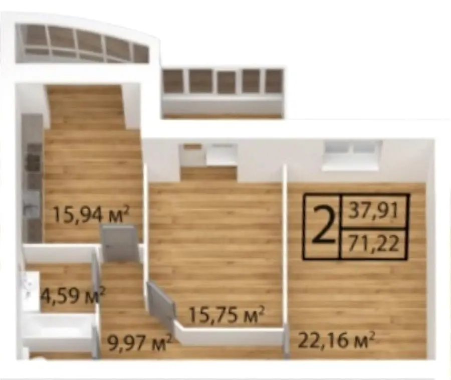 ЖК Золота Підкова — 71.2 м²