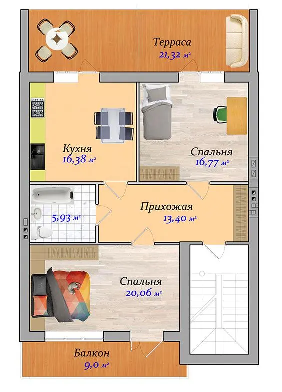 ЖК Княжичи — 72.5 м²