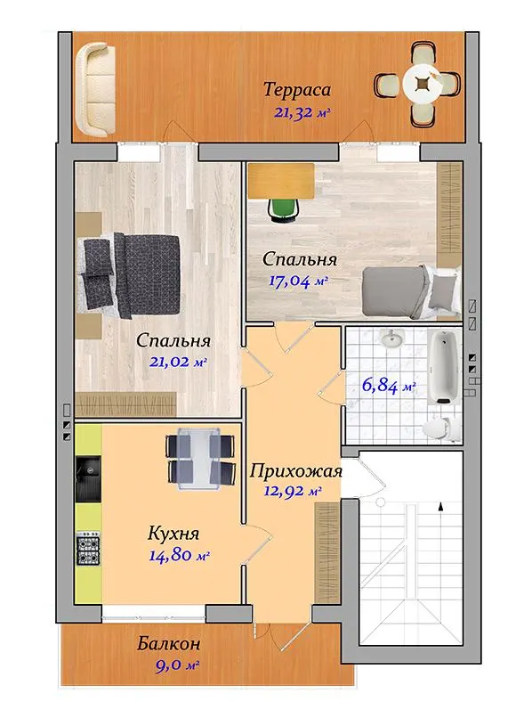 ЖК Княжичи — 72.6 м²