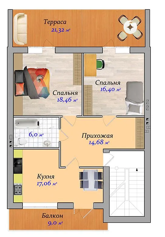 ЖК Княжичи — 72.6 м²