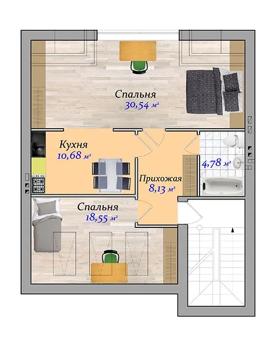 ЖК Княжичи — 72.7 м²