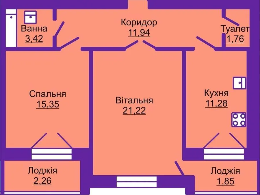 ЖК Шевченківський гай — 69.1 м²