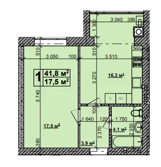 ЖК Нова Конча-Заспа — 41.8 м²