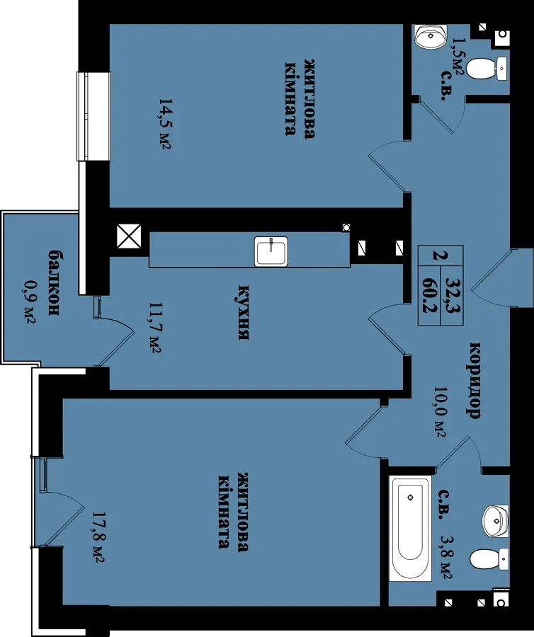 вул. Руська, 237 — 60.2 м²
