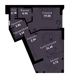 ЖК Kokos Avenue — 64.9 м²