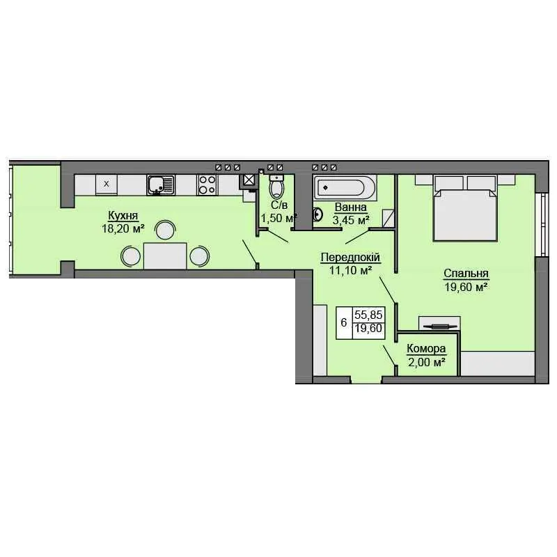 ЖК Сучасне житло — 55.9 м²