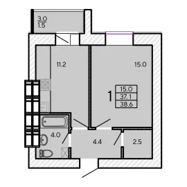 ЖК ZerNova — 38.6 м²