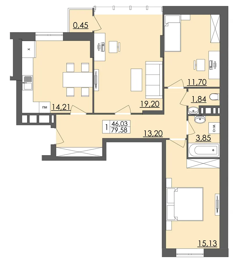ЖК Родинна казка — 79.6 м²