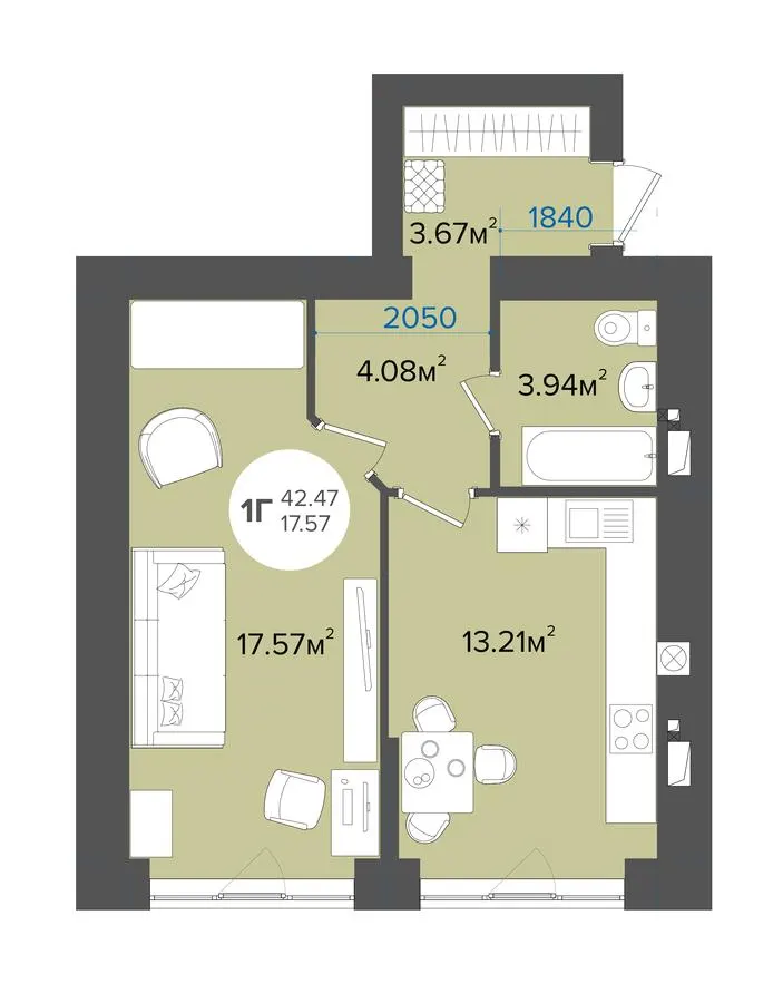 ЖК Wonderwood — 42.5 м²