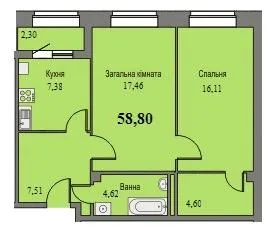 2-кімнатна квартира, 59 м², вул. Гостиннодвірська, 37є, Суми — фото 1