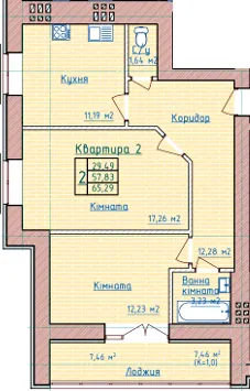 вул. Раїси Кириченко, 65 — 65.3 м²