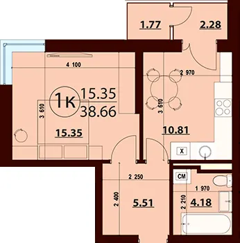 ЖК Crystal Towers — 38.7 м²