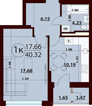 ЖК Crystal Towers — 40.3 м²