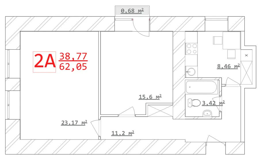 ЖК Новий дім Ньютона — 62.1 м²