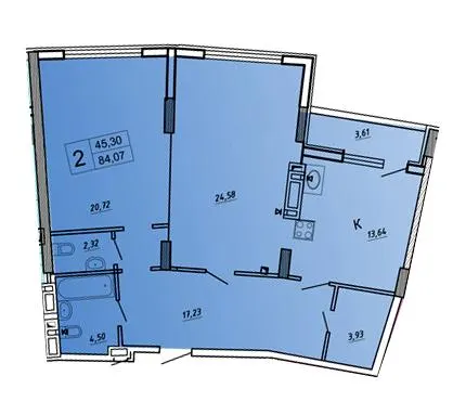 ЖК Підкова-Стугна — 84.1 м²