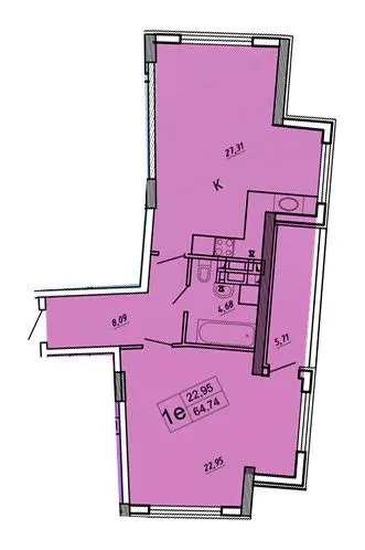 ЖК Підкова-Стугна — 64.7 м²