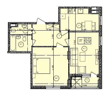 ЖК Маргарита — 63.9 м²