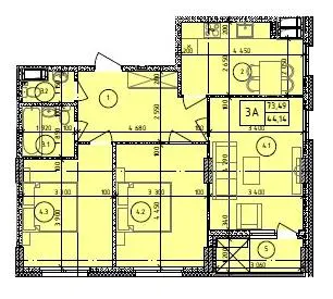 ЖК Маргарита — 73.5 м²
