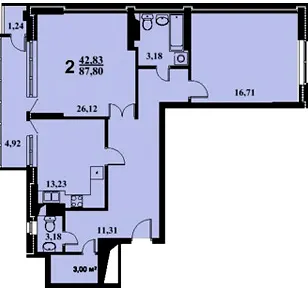 ЖК Приозерний — 87.8 м²