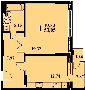 ЖК Приозерний — 53.1 м²