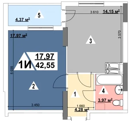 ЖК Перспектива — 42.6 м²