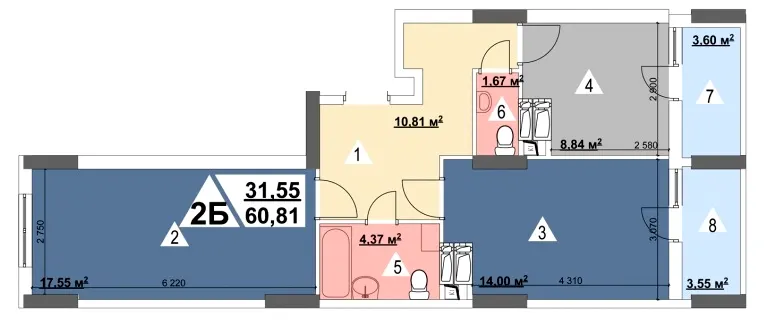 ЖК Перспектива — 60.8 м²