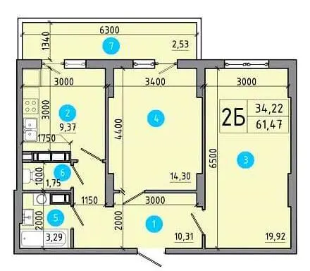 ЖК Перспектива — 61.5 м²