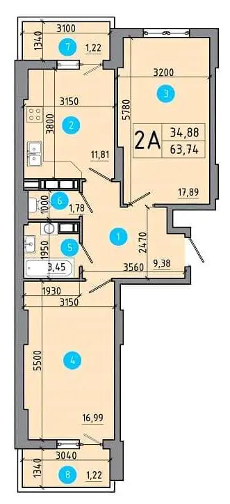 ЖК Перспектива — 63.7 м²