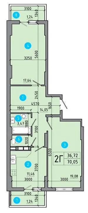 ЖК Перспектива — 70.1 м²