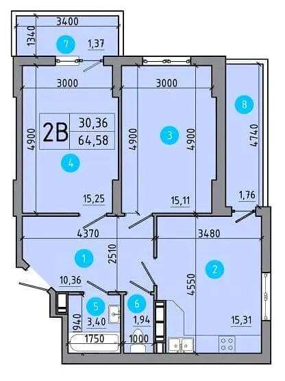 ЖК Перспектива — 64.6 м²