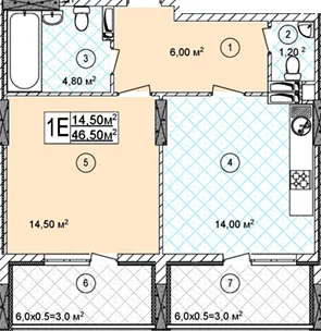 ЖК Виноградний (Синьоозерний) — 46.5 м²