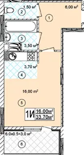 ЖК Виноградний (Синьоозерний) — 33.7 м²