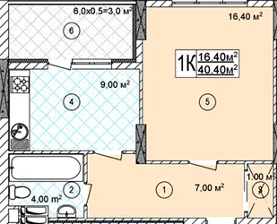 ЖК Виноградний (Синьоозерний) — 40.4 м²