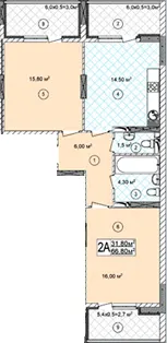 ЖК Виноградний (Синьоозерний) — 66.8 м²
