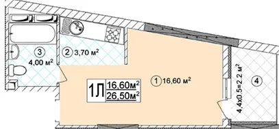 ЖК Виноградний (Синьоозерний) — 26.5 м²