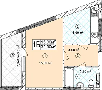 ЖК Виноградний (Синьоозерний) — 32.3 м²