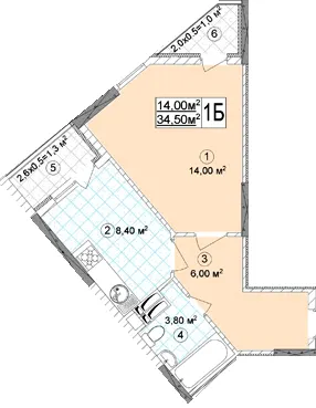 ЖК Виноградний (Синьоозерний) — 34.5 м²
